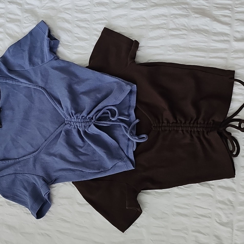 Zara Ruched V-Neck Blouse